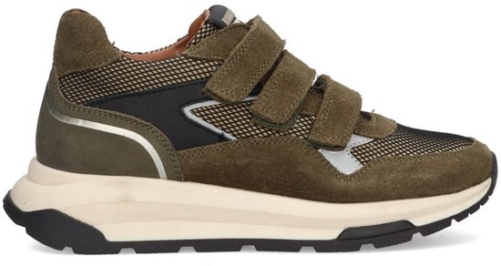 Braqeez 425972-469 Jongens Lage Sneakers - Groen - Leer - Klittenband