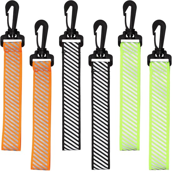 Lot de 6 Porte-clés réfléchissants, Liserés lumineuses réfléchissantes, cintres réfléchissants de sécurité, étiquettes réfléchissantes pour Sacs à dos , Réflecteurs pour Marche la nuit