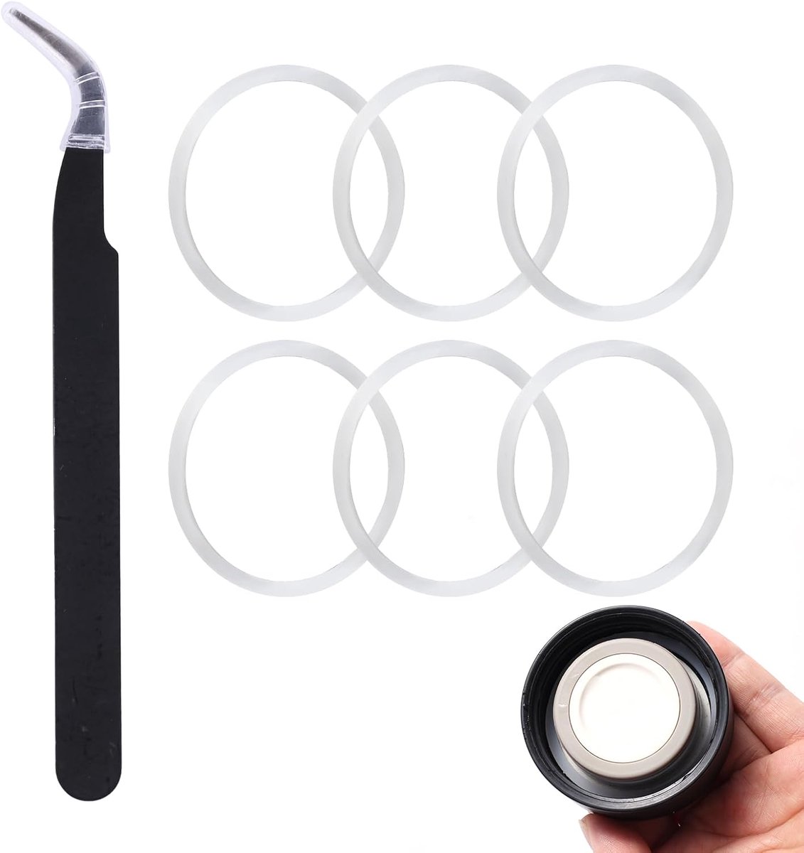 Image of 6 Stuks Siliconen O-Ringen voor Waterfles, Vervanging van Brede Mondpakking met Pincet Vervangende Waterflespakkingen voor HydroFlask 12/16/24/32/40 oz Flessen