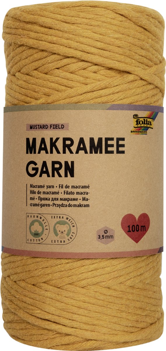 Mosterdgele macramégaren, 100 meter