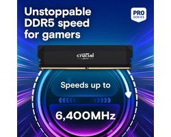 CRUCIAL DDR5 PRO RAM-geheugen - Overclocking Edition - 64GB Kit (2 x 32GB) - 6000 MT/s - CL40 - UDIMM - Zwart