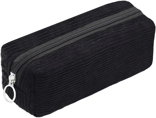 ICKEYOU Etui van corduroy stof, voor meisjes en tieners, pennenetui, pennenetui, pennenetui, schrijfwaren, organizer, grote opbergcapaciteit, etui voor school, kantoor, wit luipaardpatroon, 19x7x6 cm