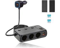 Auto Sigarettenaansteker Splitter – 12V/24V USB Autolader Adapter – Auto Oplader met 9 Aansluitingen – 4 USB + 2 USB-C + 3 Sigarettenaanstekers – 171W Verdeler / Omvormer – Autostekker