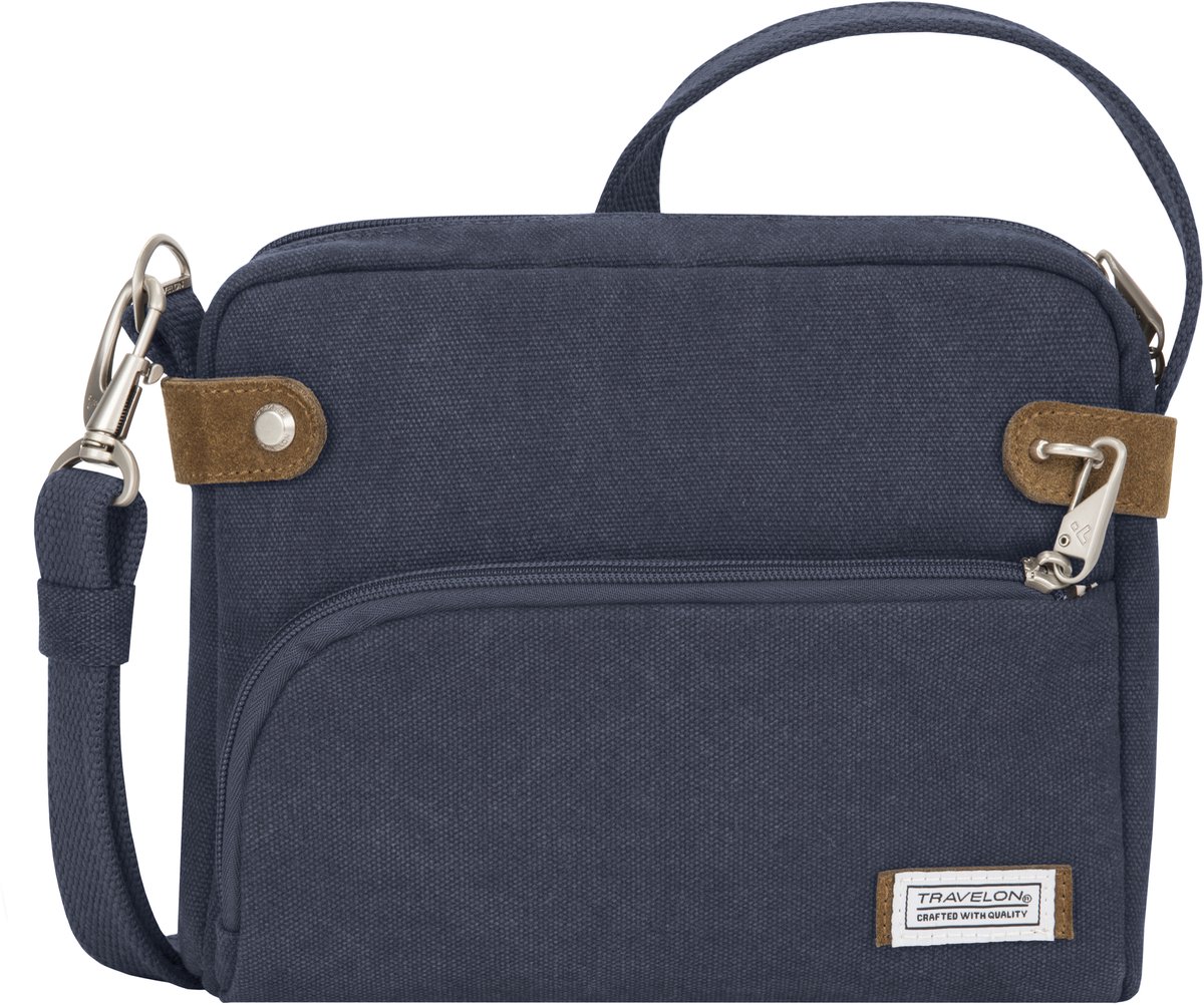 Travelon Heritage Anti-diefstal Small Crossbody Tas – Compacte Crossbody met RFID & Snijbestendige Band – Indigo