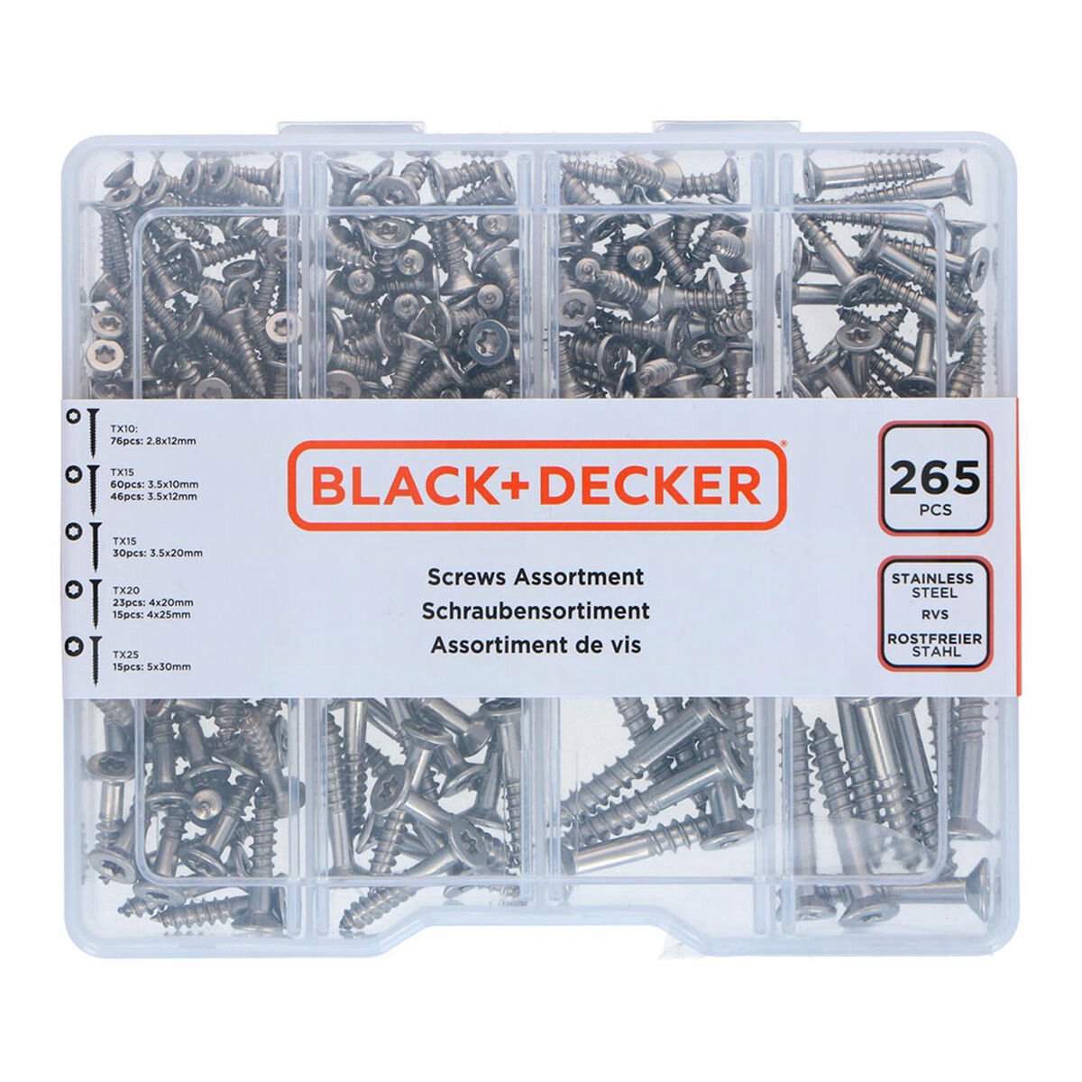 BLACK+DECKER Schroeven ass. torx 265pc