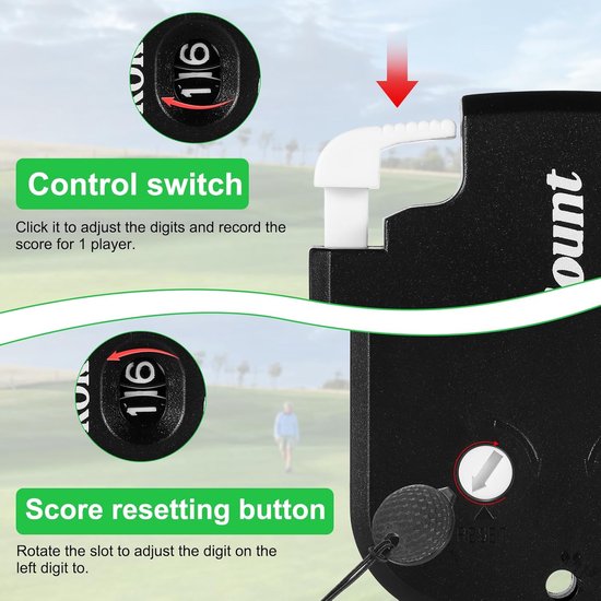 Golf Stroke Counter Clicker - 2Pcs Mini Portable Score Keeper - Dial Reset Tool Keychain voor Outdoor Sports Scoreboard Games - Golf Accessoires (Black + White) van Merkloos — afbeelding 5