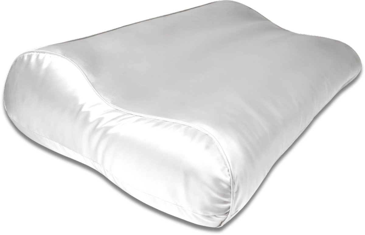 100% Zijden kussensloop ergonomisch Wit - 22MM - 30x50cm - Satijn geweven zijden kussensloop - anti rimpel kussensloop - Anti acne kussensloop - Silk Heaven - 30x50cm