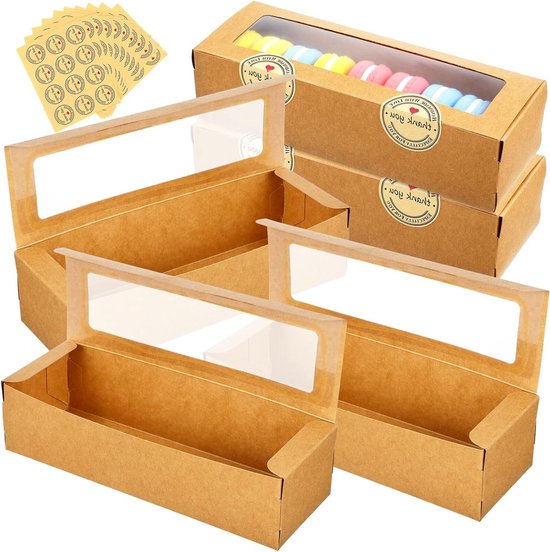Wit macaron doosje voor 2 stuks met transparant deksel (10 stuks Wit macaron doosje voor 2 stuks met transparant deksel (10 stuks
