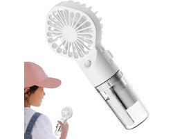 2025 Nieuwe Handventilator – Mini ventilator – mini transparante sproeiventilator – ventilator met sproeier kampeerluchtbevochtiger – Wit