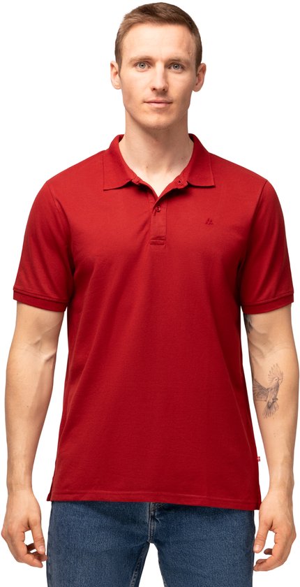 DANISH ENDURANCE Classic Fit Poloshirt Heren - biologisch katoen - Korte mouw - Rood - Maat L