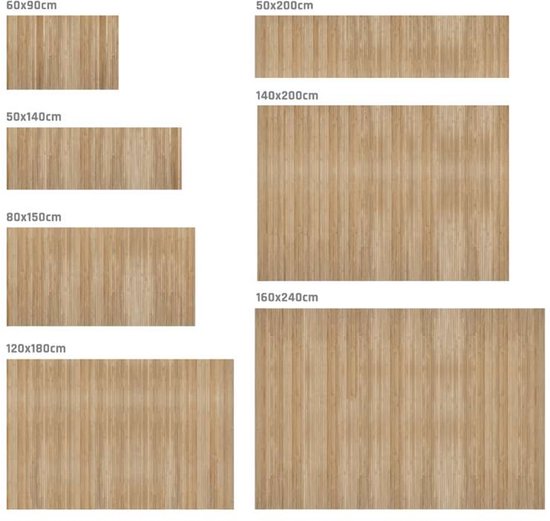 Storesdeco natuurlijke bamboe vloerkleed, antislip – grijs lichtbruin,50 x 200 cm — afbeelding 2