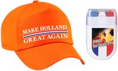 Casquette orange pour la fête du Roi et des supporters - Make Holland Great Again - Avec peinture sur le visage représentant le drapeau - Adultes