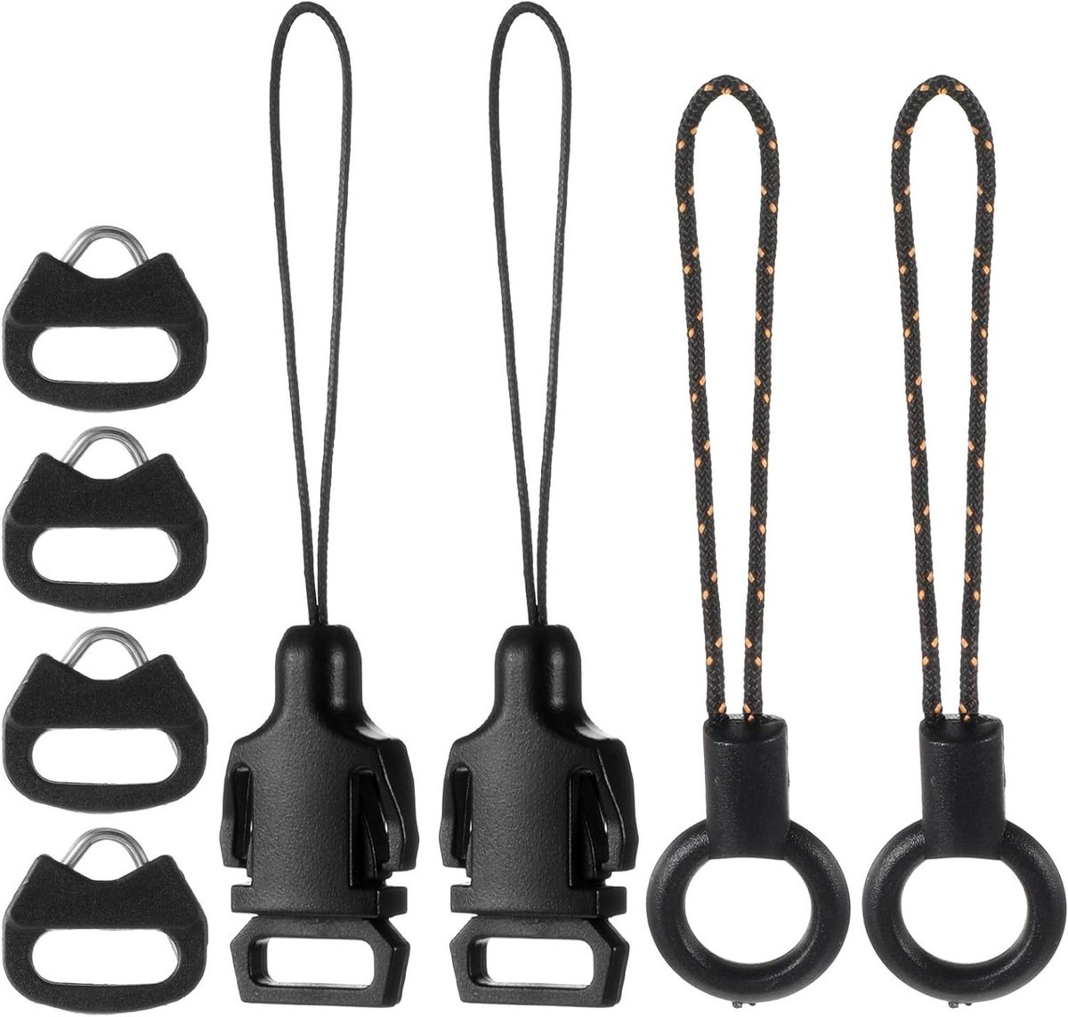 Allecto Plus - Camera-snelspanners voor compacte digitale camera's en meer - Set van 8 stuks in zwart