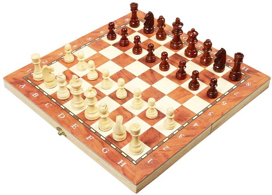 Magnetische houten schaakset, 3-in-1 schaakbordspel, hoogwaardig schaakbord met opvouwbaar schaakspel (29 cm x 29 cm), schaken voor kinderen, een goede metgezel voor op reis