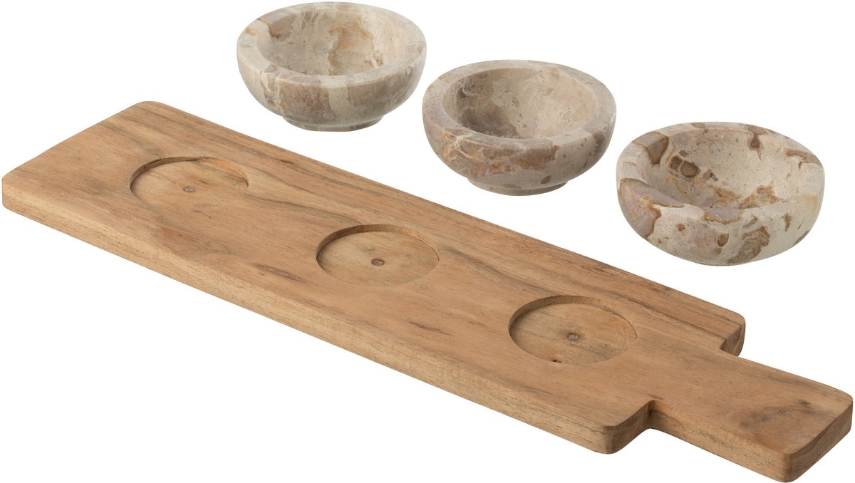 J-Line kruidenset Marmer - steen - naturel/beige