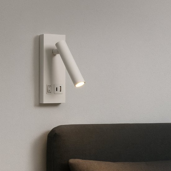 YNDD Leeslamp Wandlamp Dimbaar, Touch Switch, USB Oplaadpoort 360° Flexibele Zwanenhalslamp 3W LED Bedlamp voor Slaapkamer met EU Adapter, Zilver