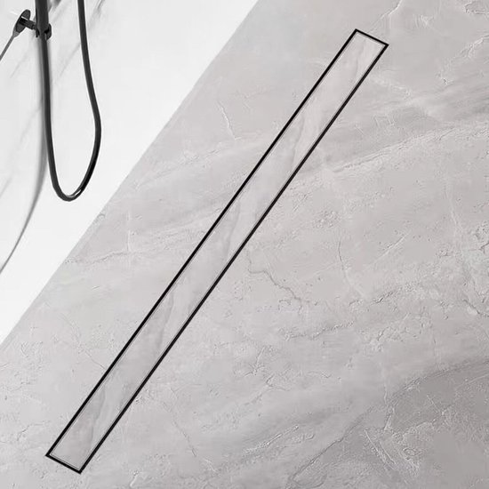 EMKE Douchegoot, 60 cm, douche-afvoer, roestvrij staal, complete set, vloerafvoer, douche-sifon met geurstop en haarzeef, randafvoer, afvoergoot, douche, doucheafvoer voor badkamer