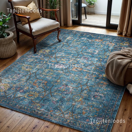 Picasso Sarough Vintage Vloerkleed Blauw Laagpolig- 160x230 CM