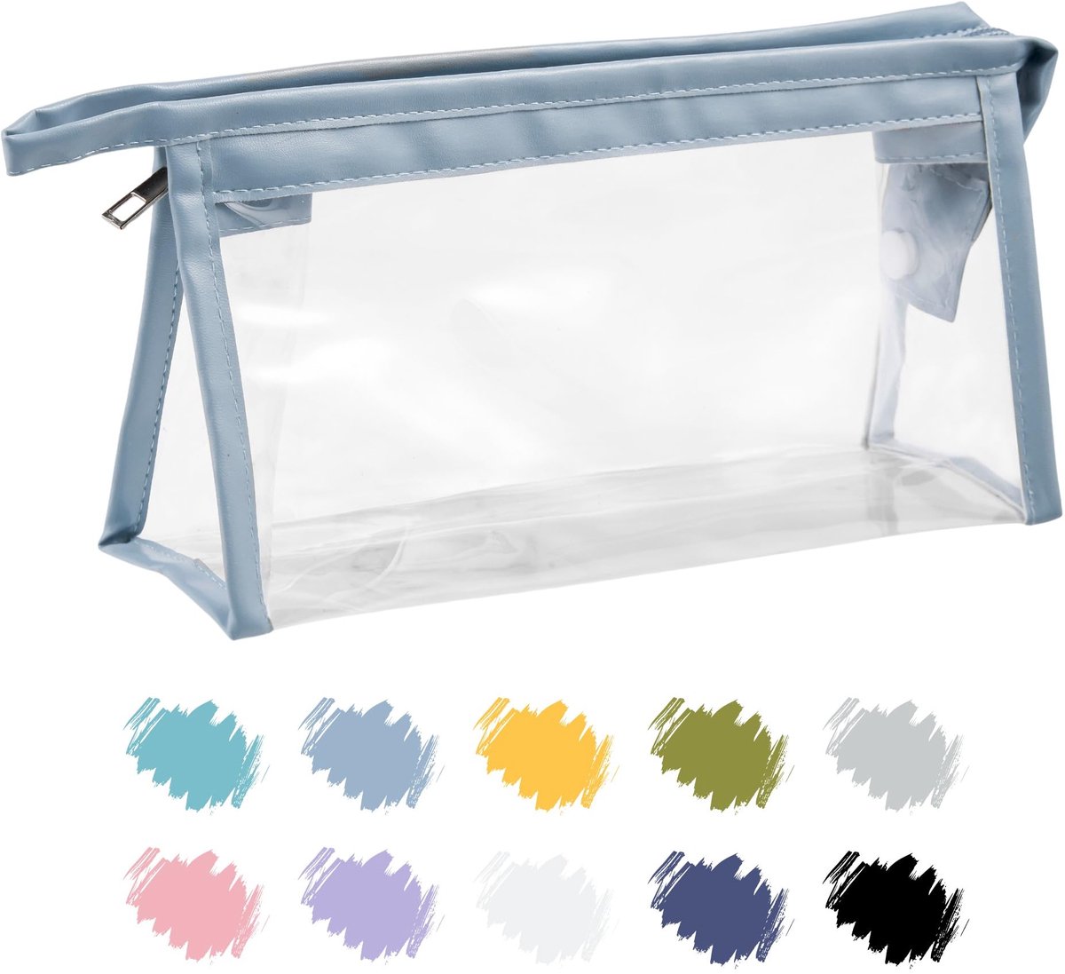 Doorzichtig Etui PVC - Multifunctioneel Pennenzak voor School & Make-up - Eenden-ei Blauw