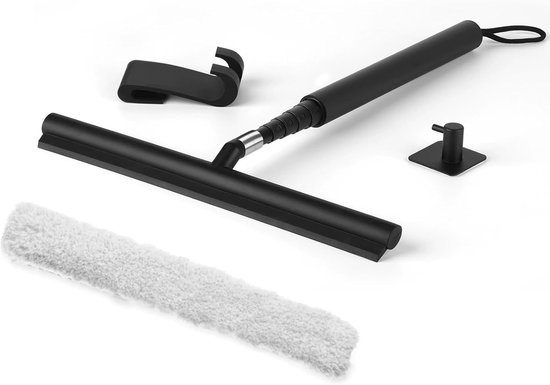 Aloni RVS Douchewisser rond Vloerwisser met muurbevestiging verlengbaar Chroom max 60cm - - Online Sanitairwinkel