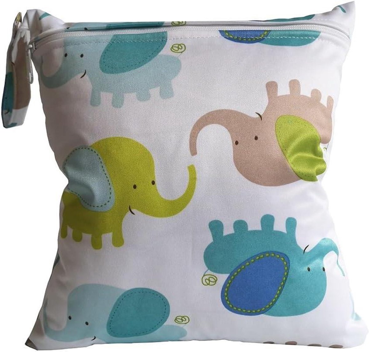 Waterdichte stoffen luiertas wetbag voor peuters - Herbruikbaar en wasbaar - Ideaal voor onderweg - Blauwe olifant
