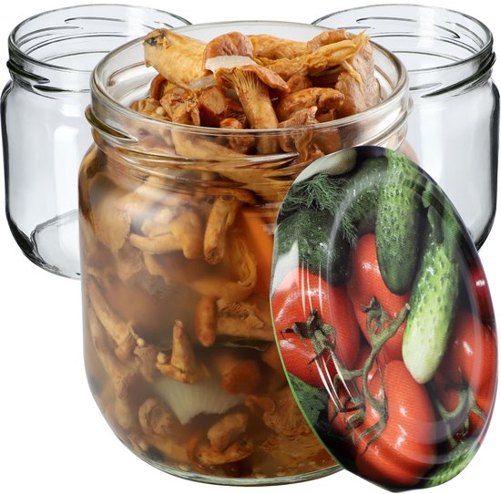 KADAX jampotten, 425 ml, inmaakpotten met schroefdeksel, potten met schroefsluiting, conservenpotten, voorraadpotten voor jam, jam, honing (groenten, 6 stuks)