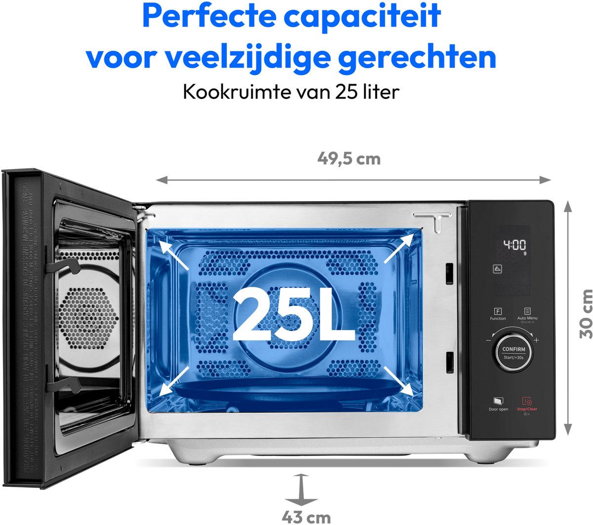 MEDION magnetron met grill en heteluchtfunctie (25 liter, 900 watt, 1100 watt bovengrill & 500 watt ondergrill, 2100 watt heteluchtfunctie, 11 programma's, 10 vermogensniveaus, roestvrij staal, MD1204 — afbeelding 5
