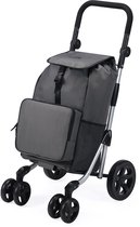 Packaway Boodschappentrolley met 4 wielen - boodschappenwagen deluxe met koelvak en verstelbaar handvat – 60 liter – grijs