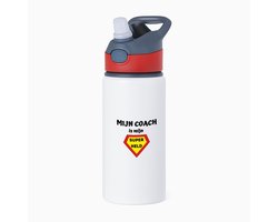Hacebo® - mijn coach is mijn superheld waterfles met rietje rood - Coach - super coach - sport - verjaardag - cadeautje voor coach - coach artikelen - kado - geschenk - water fles - 650ML