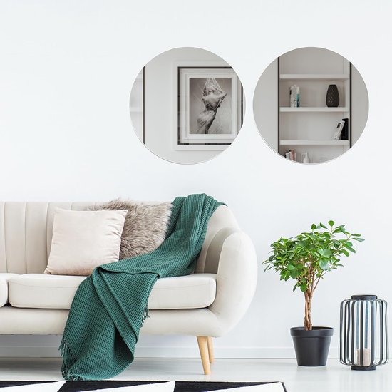 Lot de 4 miroirs muraux en acrylique HD - Grands autocollants ronds - Incassables - Sans cadre - Pour décoration de salle de maquillage, fête de mariage - 30 x 30 cm (2 mm
