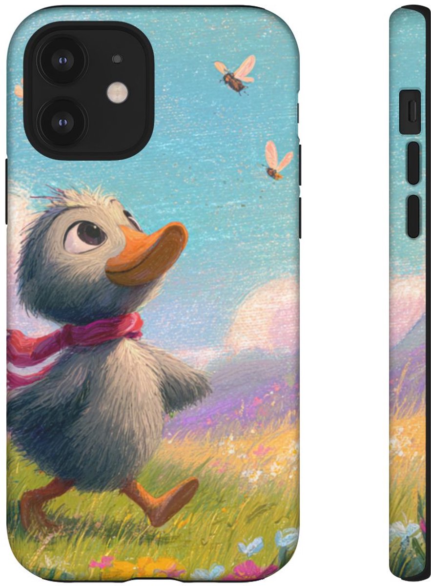 Vrolijk Eendje in Lenteweide – Telefoonhoesje Geschikt voor iPhone 12