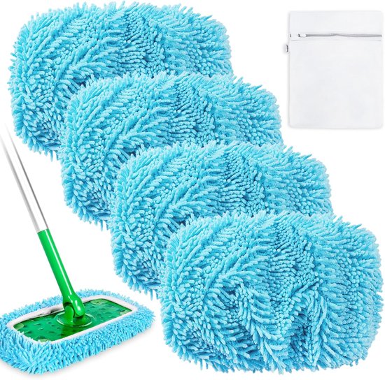 Compatible avec les recharges de lingettes Wet Swiffer Sweeper et Sweep & Mop Deluxe - Lingettes sèches adaptées au nettoyage des sols - Recharges Extra résistantes, sans danger pour les animaux, réutilisables (lot de 4)