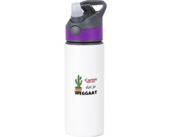 Hacebo® - kak dus dat je weg gaat waterfles met rietje paars - iemand die ontslag neemt - cactus - collega's - werknemers - verjaardagscadeau - verjaardag - cadeau - afscheidscadeau - geschenk - leuke cadeau - kado - water fles - 650ML