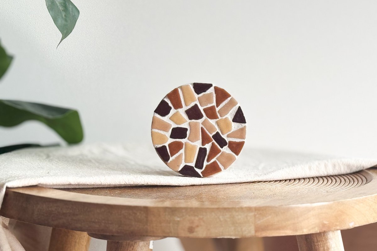 DIY Mozaïek Onderzetters met houder Beige - Hobbypakket - Knutselpakket voor volwassenen - doe het zelf pakket - Little Creations