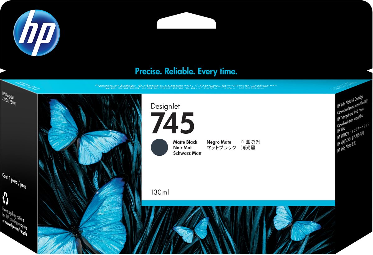 HP 745 - Inktcartridge / Mat Zwart (F9J99A)