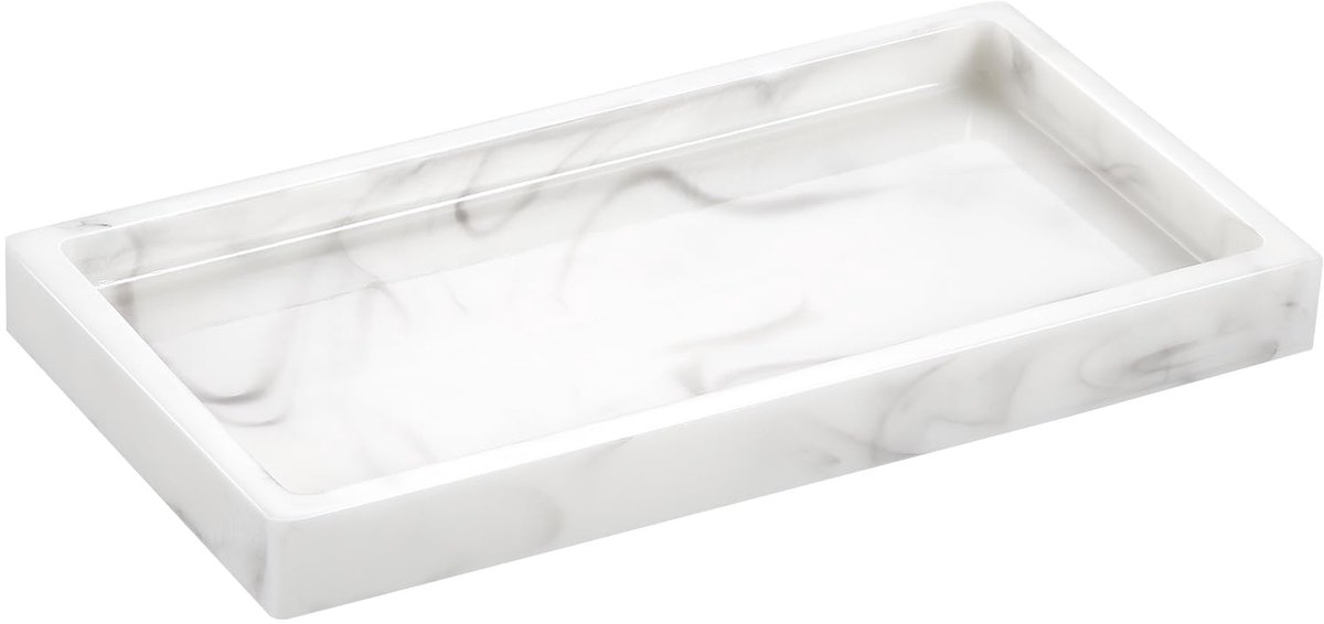 Emibele Sieradenlade, Sieradenopslag Badkamer Keuken Dressoir Kaptafel Organizer voor Cosmetica Douche Tissue Kaars Parfum Zeep Handdoek Shampoo Kleine Plant Decoratie, Miniformaat - Marmerwit
