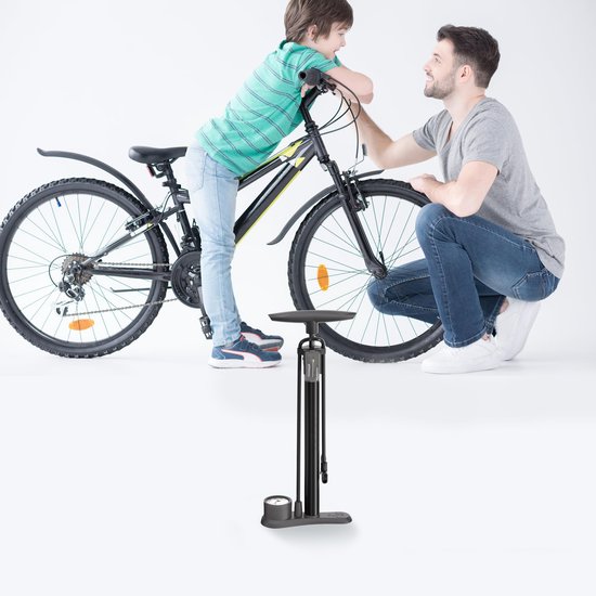 Fietspomp - Fietspomp met Drukmeter - Dubbele Ventielkop - Schrader en Frans Ventiel - Vloerpomp - Handig Voor Onderweg Of Op Reis - Zwart van Sahara Sailor — afbeelding 2