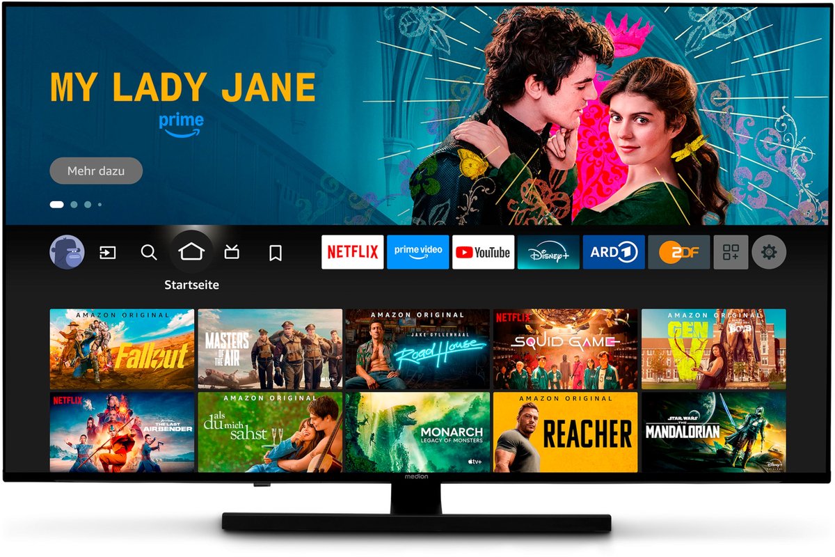 MEDION 125,7 cm (50") QLED TV (Fire TV, 4K Smart TV, Dolby Vision HDR, Dolby Atmos, Netflix, Prime Video, Bluetooth, DVB-T2, MD 850800)
