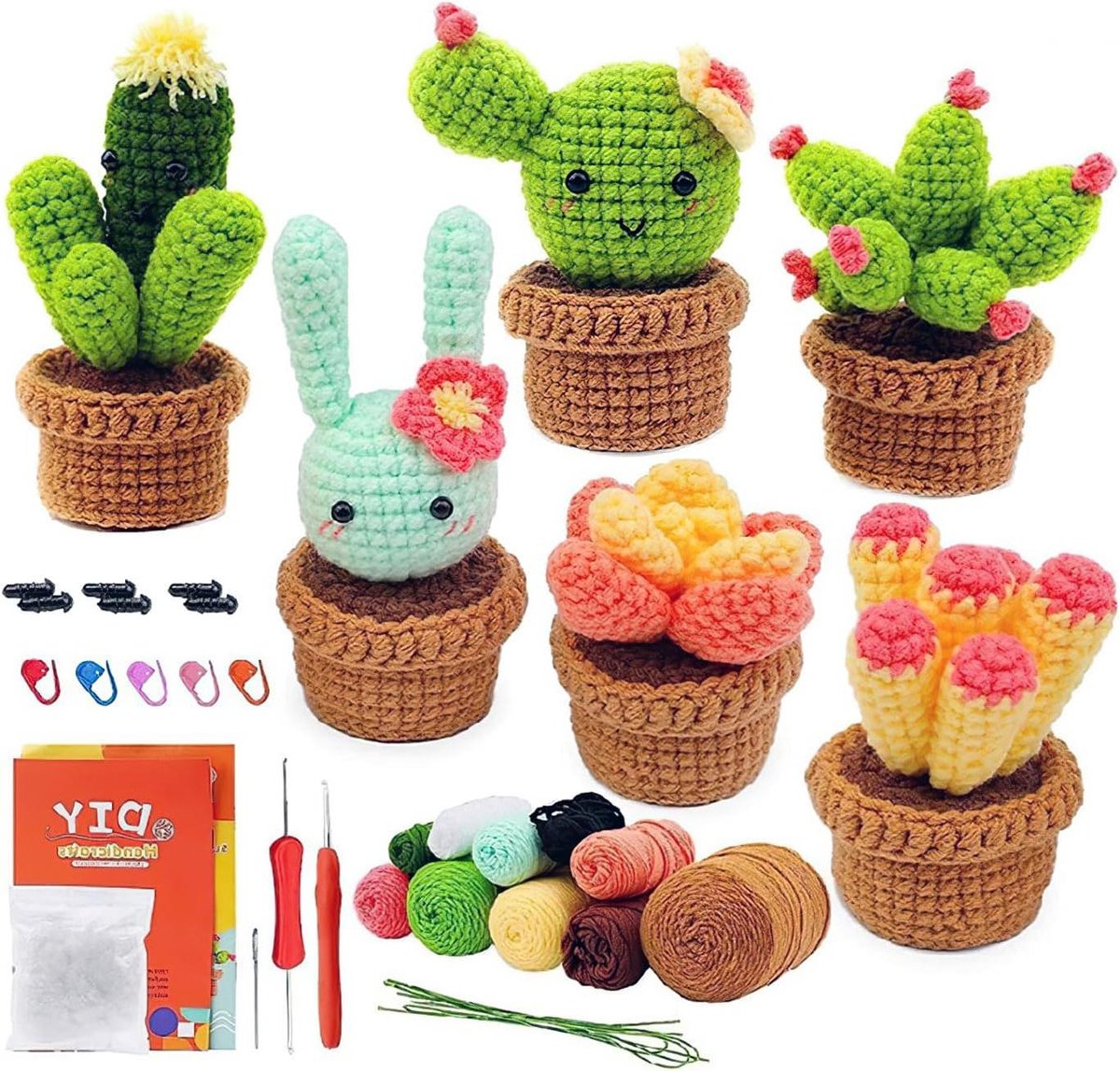 JGS Premium - Complete haakstarterset voor beginners inclusief haaknaaldenset, haakgaren en instructies. Ideale set met zonnebloem design en polyestervezelvulling. Perfect voor doe-het-zelf projecten.