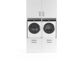 Wasophoogte® Wasmachine Kast Venice - Wasmachine verhoger - Wasmachine ombouw - 700(D)*1330(B)*2350(H) mm - Wit