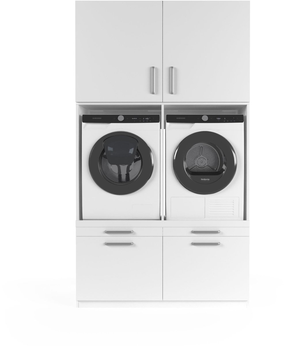 Wasophoogte® Wasmachine Kast Venice - Wasmachine verhoger - Wasmachine ombouw - 700(D)*1330(B)*2350(H) mm - Wit