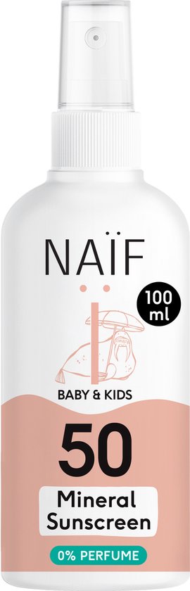 Naïf - Spray Solaire Minéral - Bébés & Enfants - 0% parfum - SPF50 - 100ml