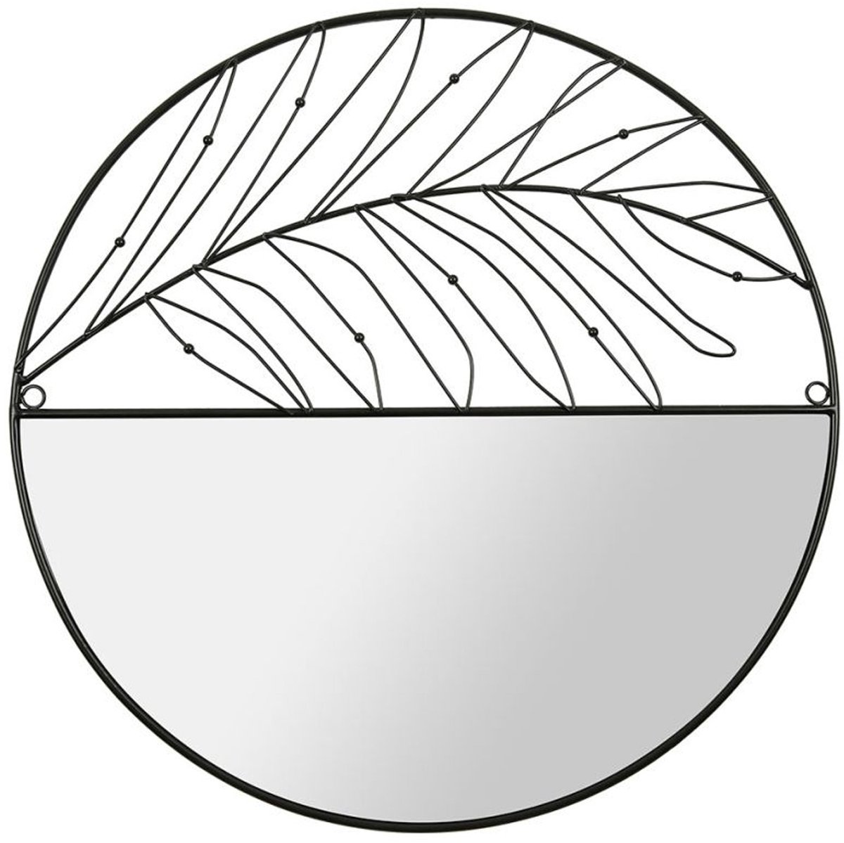Ostaria Wandspiegel Leaf - zwart - metaal - rond - modern - D49 cm