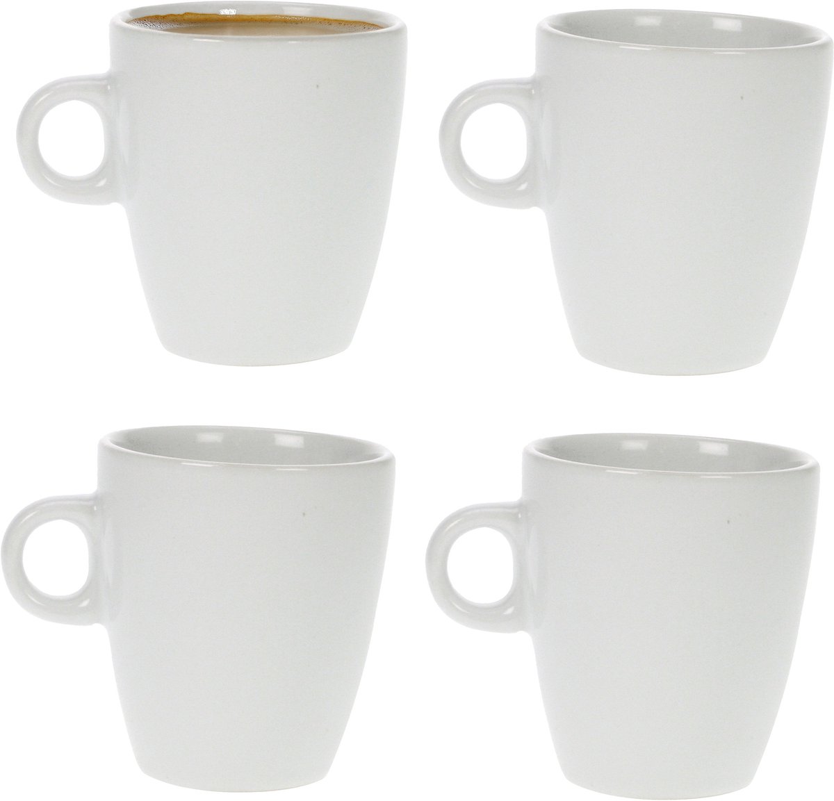 Cosy & trendy Koffiekopjes / bekers - 4x - wit - 190 ml - Keramiek - glans finish