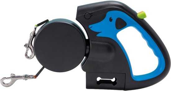CHIWIN hondenriem met LED verlichting - 3 meter dubbele intrekbare - hondenriem voor 2 honden anti-klit - 360 graden Hondenriem Geschikt voor kleine en middelgrote honden tot 30 kg