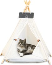 Tipi-tent Hond, Tipi-tent voor huisdieren Hondentent Kattentent Huisdierententen Huizen Huisdier-tipi met kussen Afneembaar en wasbaar Huisdierbed 50 x 50 x 60 cm