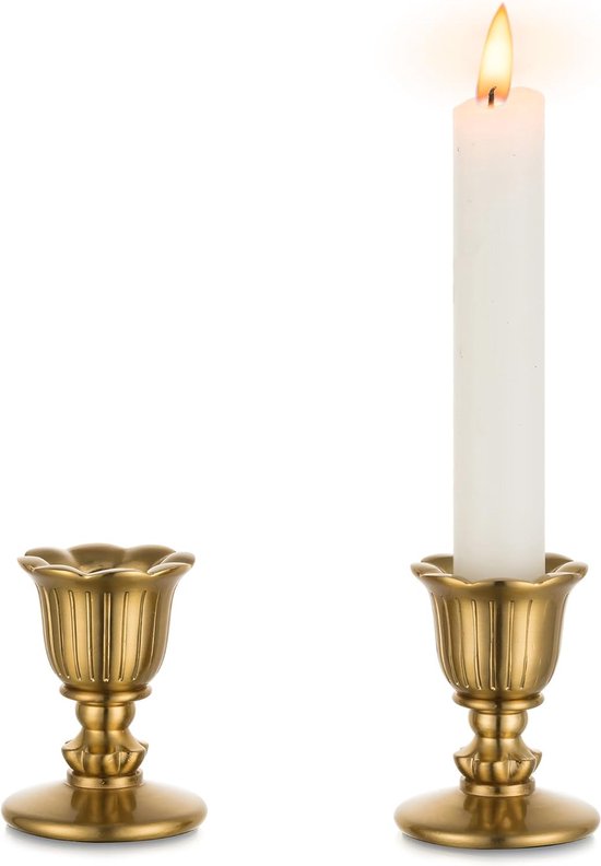 Vintage messing kandelaar - set van 2 - Froufrou's