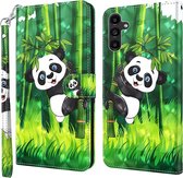 Panda beer in woud - 3d motief - agenda wallet book case hoesje Telefoonhoesje geschikt voor Samsung Galaxy A25 5G