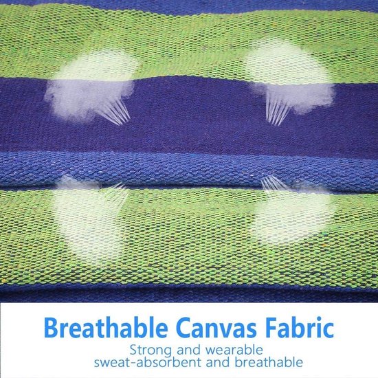 Anyoo Outdoor katoenen hangmat Multiples 210 x 150 cm, draagvermogen tot 200 kg draagbaar met draagtas voor Patio Yard Garden Lichtgroen