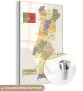 MuchoWow® Glasschilderij 40x60 cm - Schilderij acrylglas - Illustratie van Portugal in kleuren met de vlag - Foto op glas - Schilderijen